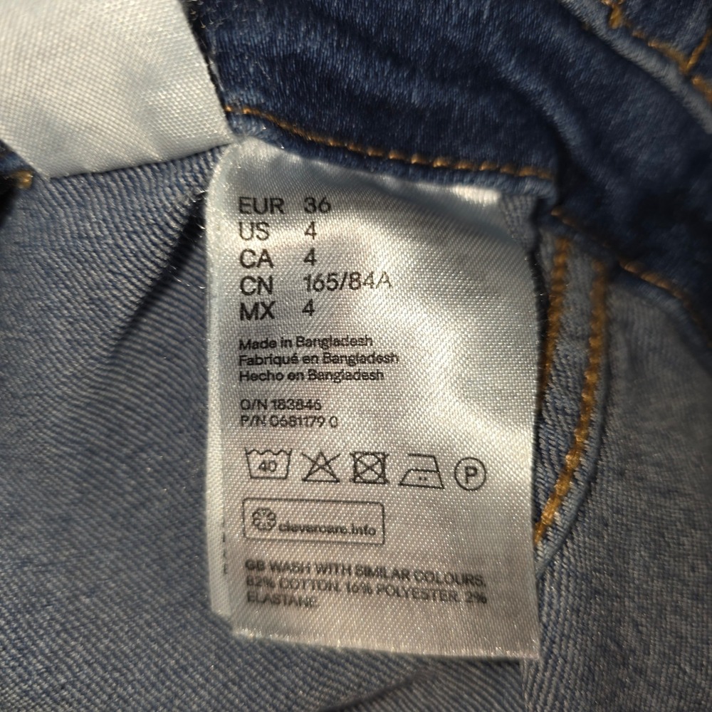 Divided H&M Jumper Dress Women 4 Blue Jean Button Front Mini - Picture 7 of 7